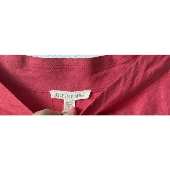 $140 Eileen Fisher Mock Neck Handkerchief Linen Tunic Sz Medium  Sleeveless - Picture 2 of 3